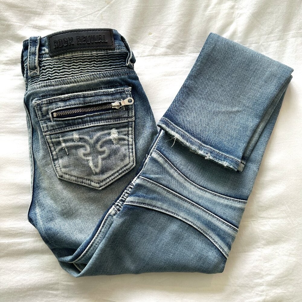 Rock Revival Moto Skinny Jeans – Light Wash – Size 25